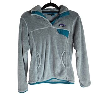 Patagonia Re-Tool Snap-T Fleece Pullover Grey Teal Womens Small